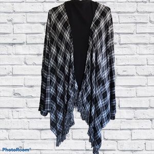 Torrid Plaid Fringe Long Sleeve Kimono